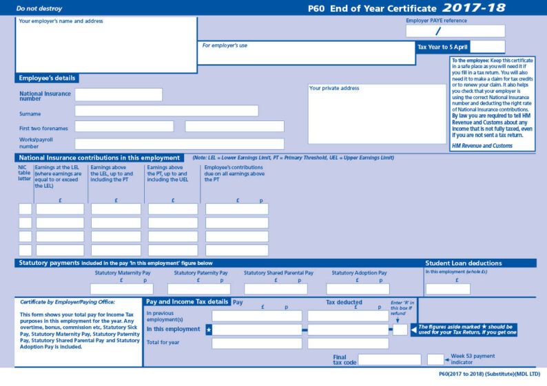 Copy Of P60 >> SAGE P60 for TAX YEAR 2017-18. Single or two part available. Copy Of P60 >> SAGE P60 for TAX YEAR 2017-18. Single or two part available.