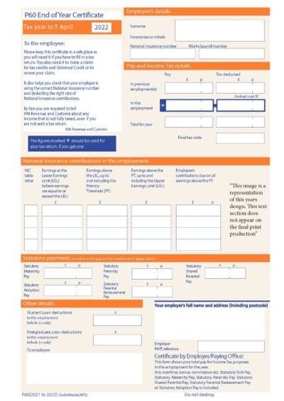 P60 Year End Forms For Tax Year Ending April 2022 P60 Year End Forms For Tax Year Ending April 2022
