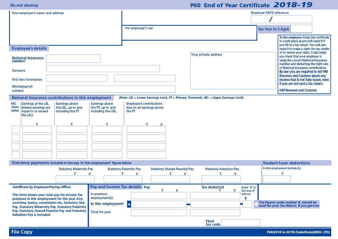 Copy Of P60 >> Sage P60 For Tax Year 2018 19 Single Or Two Part Available Copy Of P60 >> Sage P60 For Tax Year 2018 19 Single Or Two Part Available
