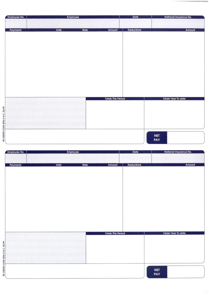 SE96 PAYSLIPS For use with SAGE and MONEYSOFT