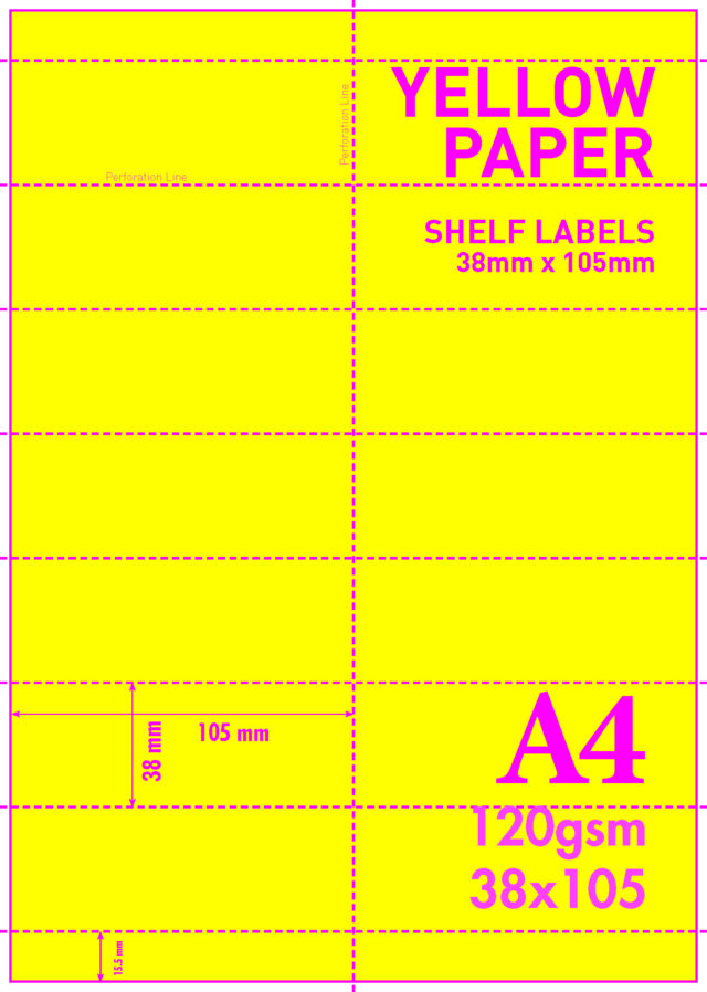 120GSM PERFORATED SHELF EDGE LABELS 14 LABELS 38mmx 105mm