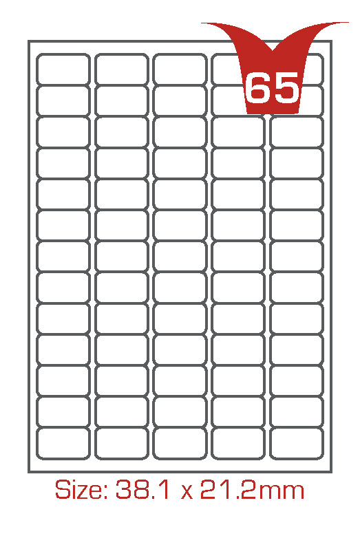 65 Avery Labels per sheet