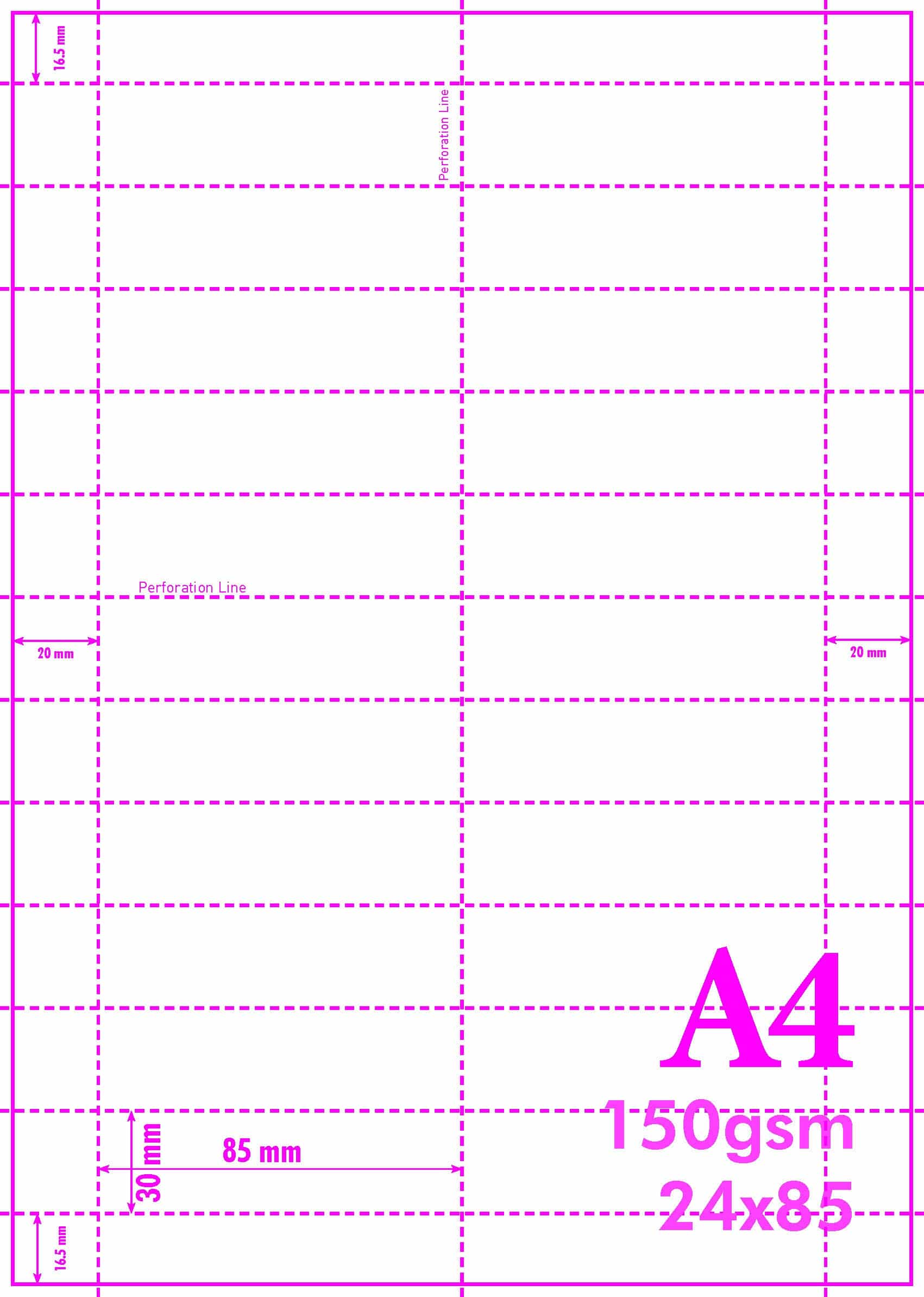 A4-150GSM/2/22 - A4 PERFORATED SHELF EDGE LABELS - 22 per sheet - Various  Pack Sizes