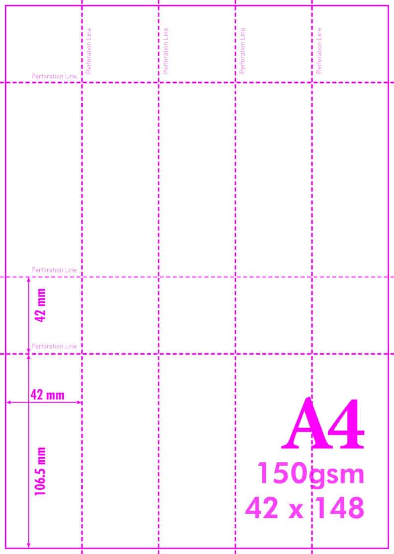 A4 Blank Perforated Paper 150gsm 5-10