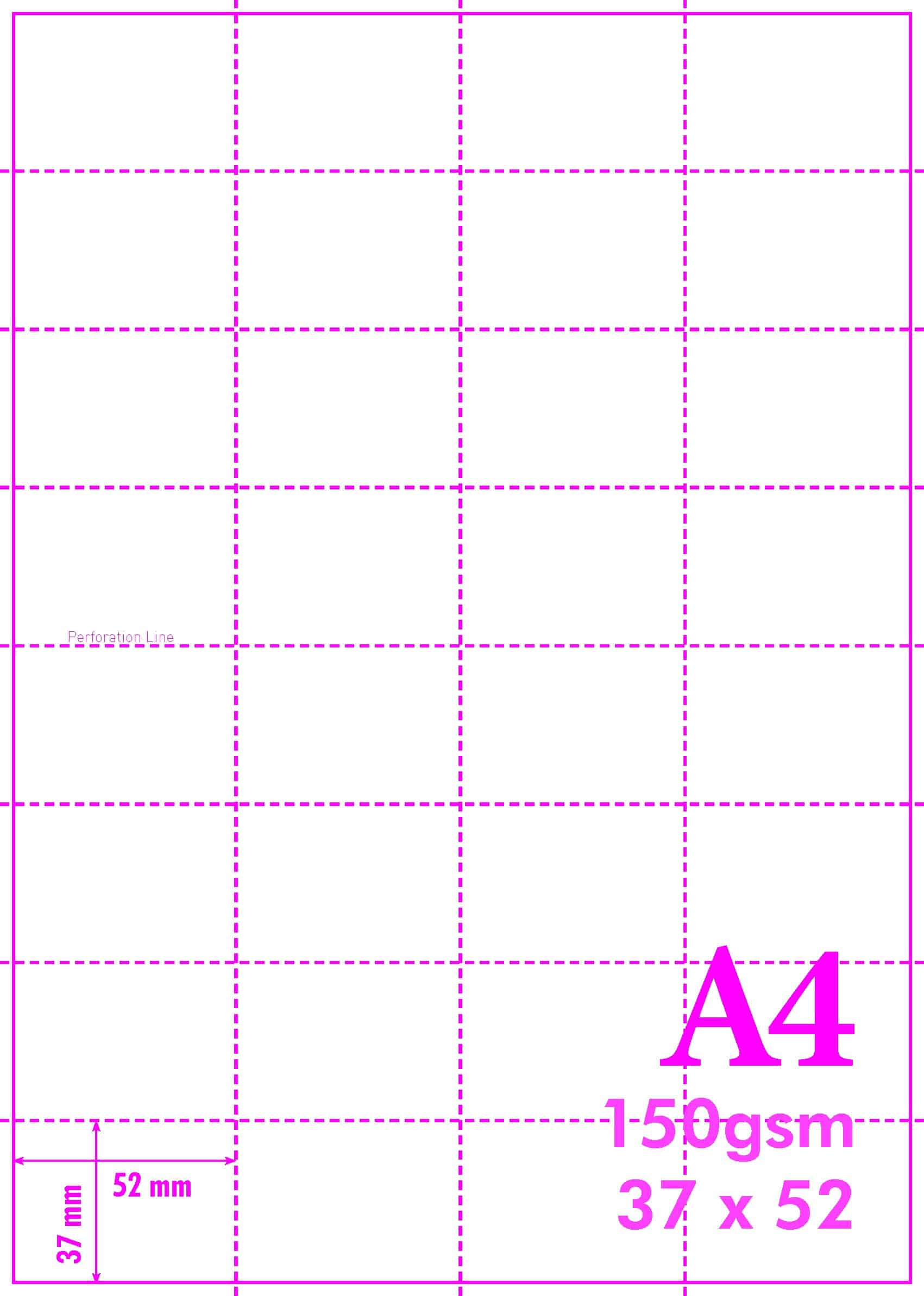 A4 150GSM MICROPERFORATED SHELF EDGE LABELS - 32 per sheet 37mm x 52mm