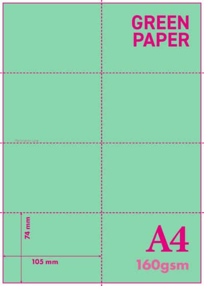 A4 Blank Perforated Paper A7 160gsm Green