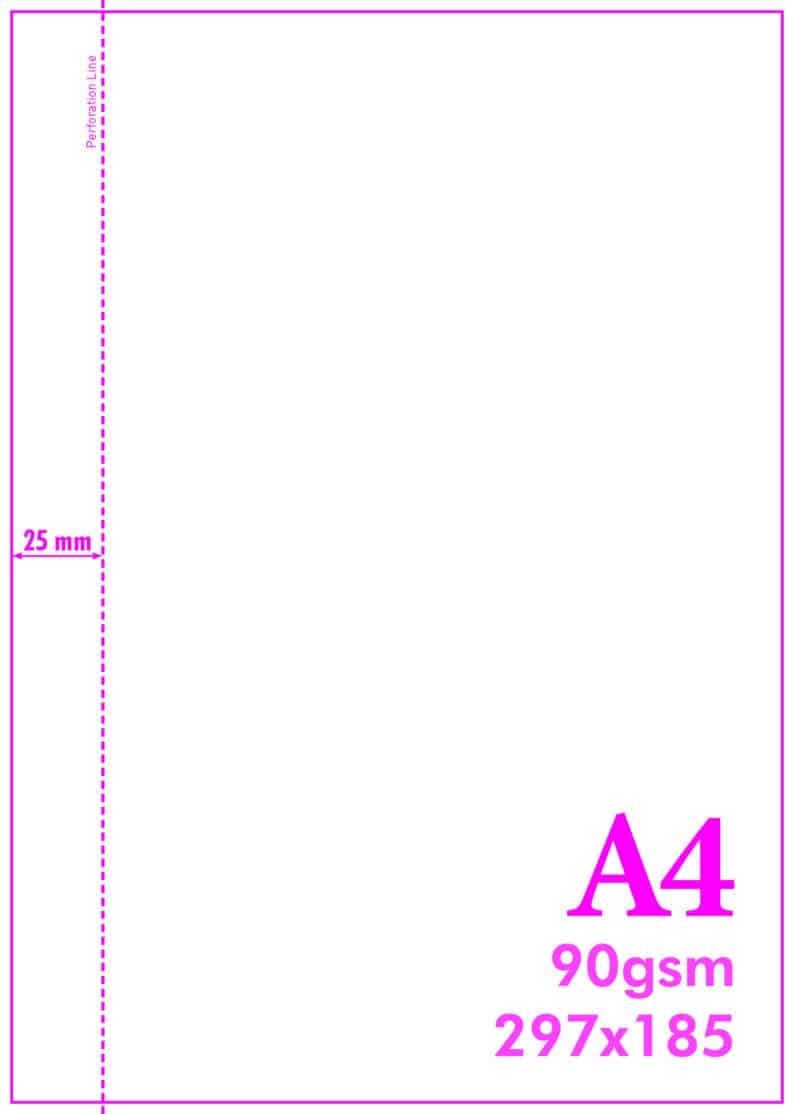 A4 Blank Perf 90gsm 1VM25