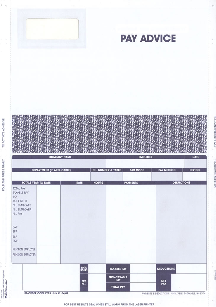 IRIS SELF SEAL SECURITY LASER PAYSLIP