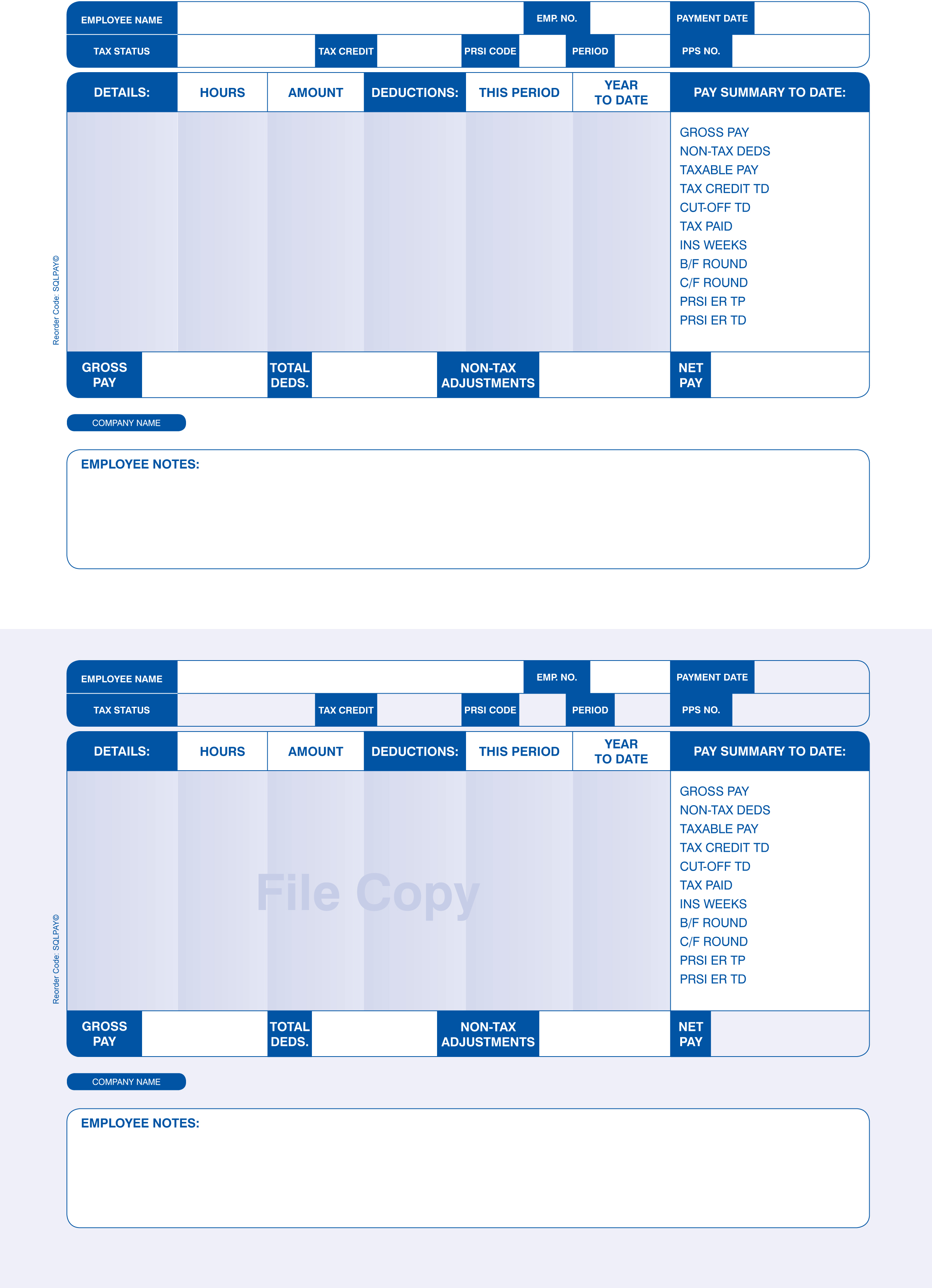 SQLPAY COMPATIBLE SAGE LASER QUICKPAY PAYSLIPS with file copy