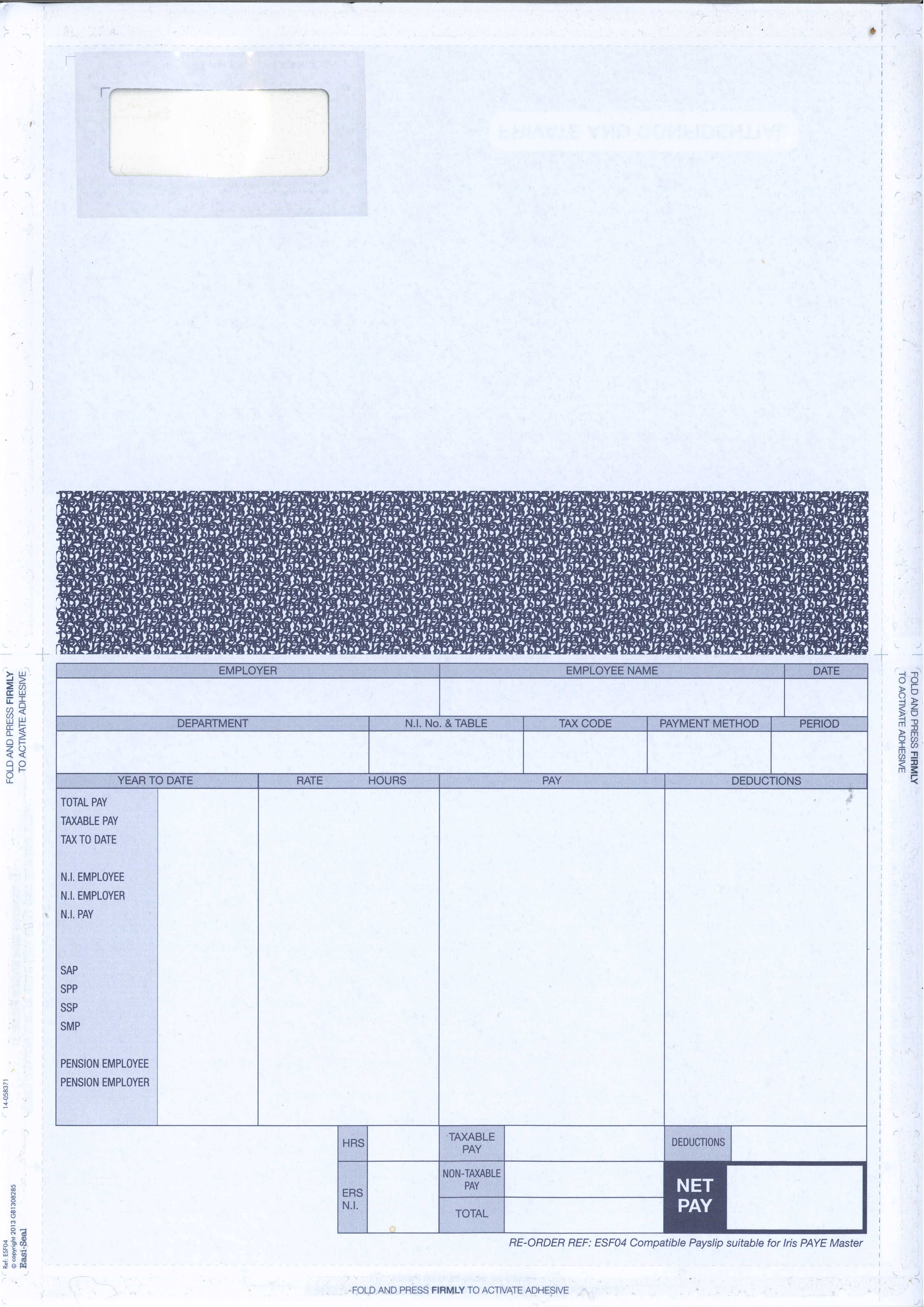 IRIS SELF SEAL PAYSLIPS - Choice of three types.